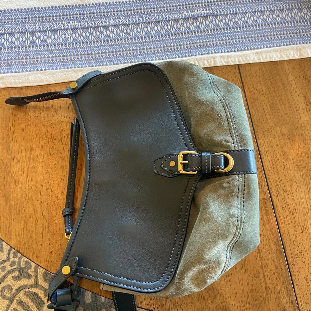 Isabel Marant Keila Leather Suede Two Tone Blue/Light Blue Crossbody Bag - Picture 12 of 16